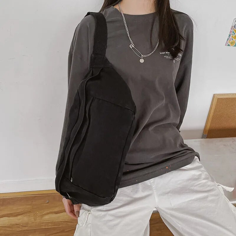 Įprastas solidus „Fanny“ krepšys juosmens krepšys Didelės talpos „Unisex Crossbody“ krūtinės krepšiai juosmens komplektas „Hip hop“ drobinis diržo krepšys telefono pakuotėje piniginė