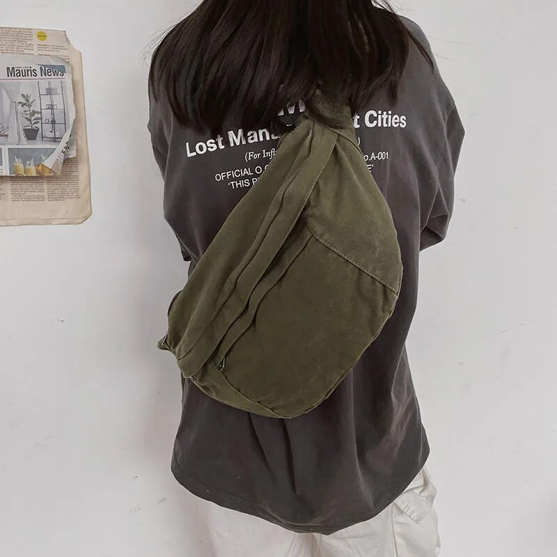 Įprastas solidus „Fanny“ krepšys juosmens krepšys Didelės talpos „Unisex Crossbody“ krūtinės krepšiai juosmens komplektas „Hip hop“ drobinis diržo krepšys telefono pakuotėje piniginė