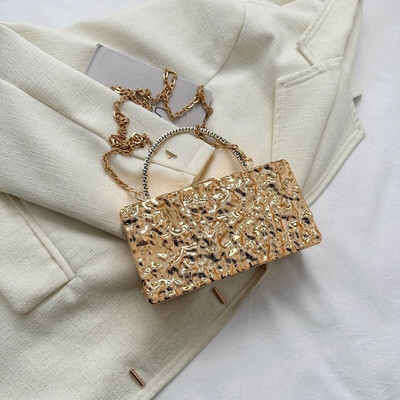 Luksuzna zlatna ženska večernja torbica za zabavu za žene, torbica s metalnom ručkom, ručna torbica, torbica, lanac, torba preko ramena, mini kutija