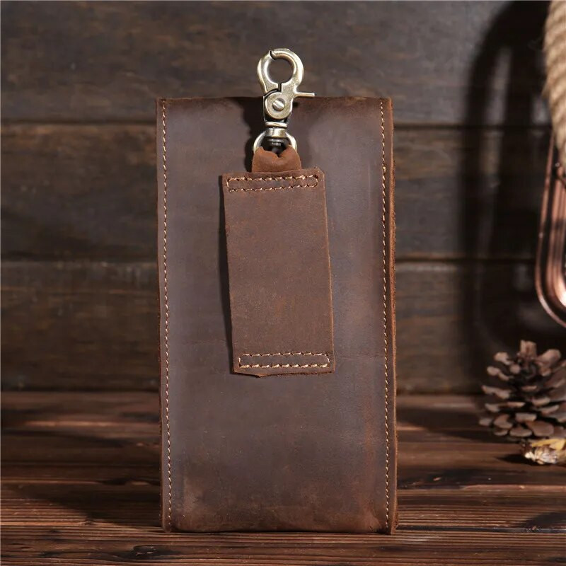 Nova muška prava Crazy Horse kožna torbica oko struka, putna torbica s omčama za remen, džepni telefon, torbica za muškarce