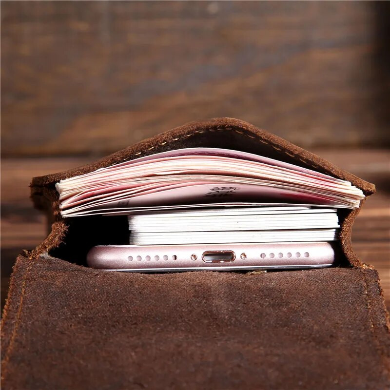 Nova muška prava Crazy Horse kožna torbica oko struka, putna torbica s omčama za remen, džepni telefon, torbica za muškarce