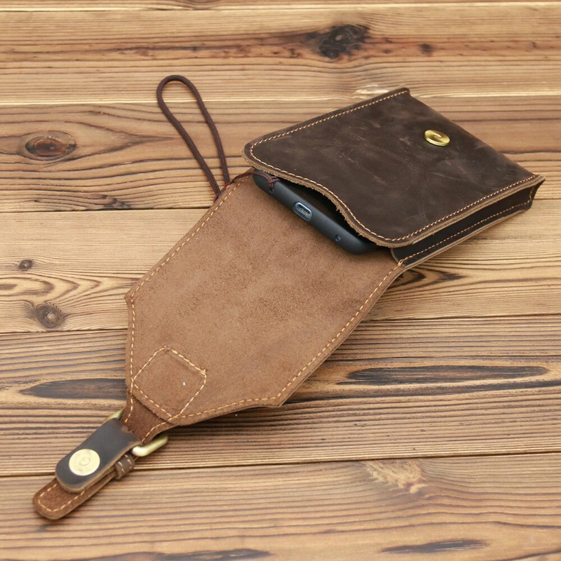 Nova muška prava Crazy Horse kožna torbica oko struka, putna torbica s omčama za remen, džepni telefon, torbica za muškarce