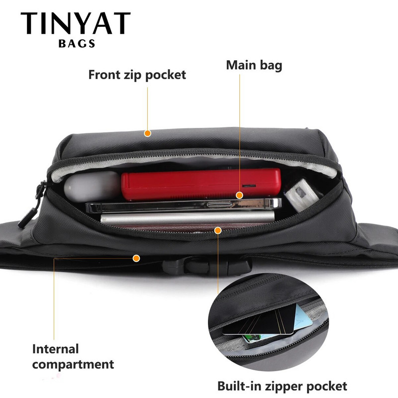 TINYAT Vyriškas liemens krepšio paketas Piniginė Laisvalaikis didelis telefono diržo krepšys Moteriškas drobinis kelioninis telefono krepšys „Fanny“ bananų krepšys, 4 klubo kišenės