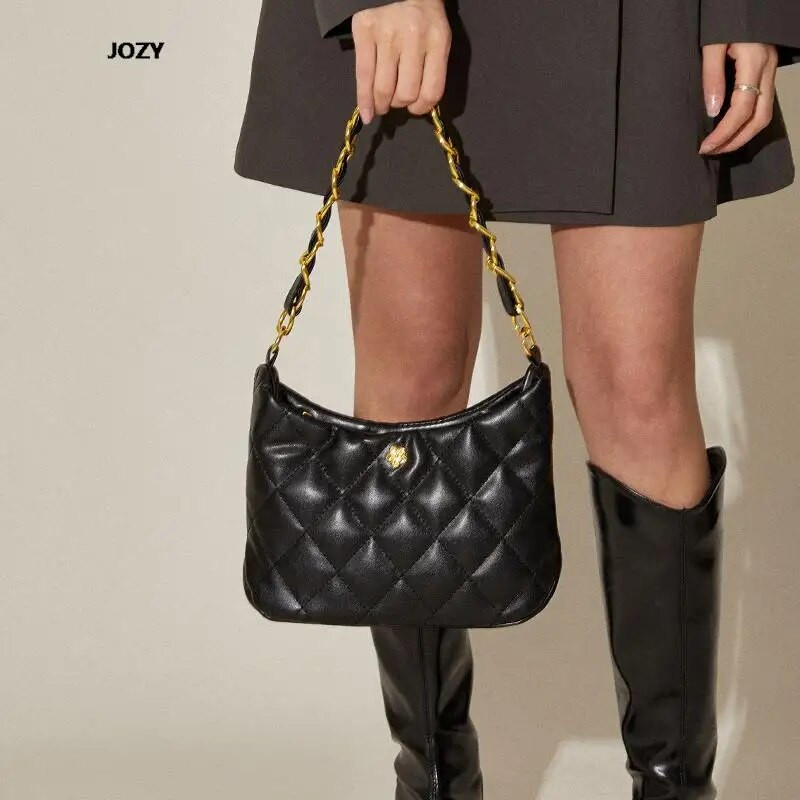 Naujos mados universalios grandinėlės pečių krepšiai moterims 2023 m. vasaros laisvalaikio paprastos kryžminės prabangios dizainerio deimantinės grotelės rankinės