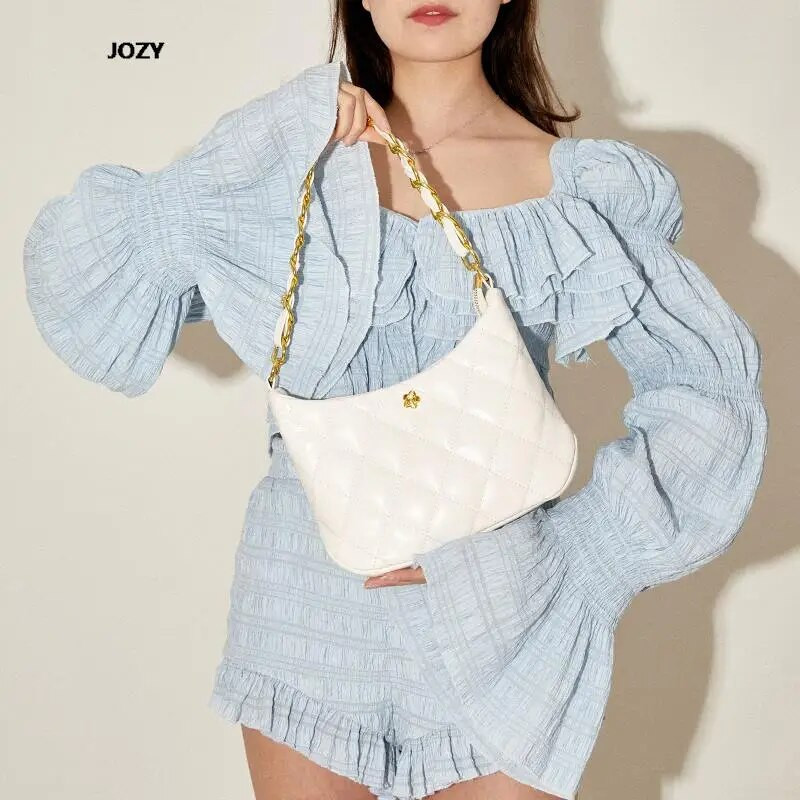 Naujos mados universalios grandinėlės pečių krepšiai moterims 2023 m. vasaros laisvalaikio paprastos kryžminės prabangios dizainerio deimantinės grotelės rankinės