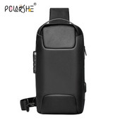Ανδρικές τσάντες ώμου στήθους Polarshe αντικλεπτικά για αδιάβροχη ανδρική τσάντα χιαστί USB Σύντομο ταξιδιωτικό τσαντάκι σχεδιαστή μόδας