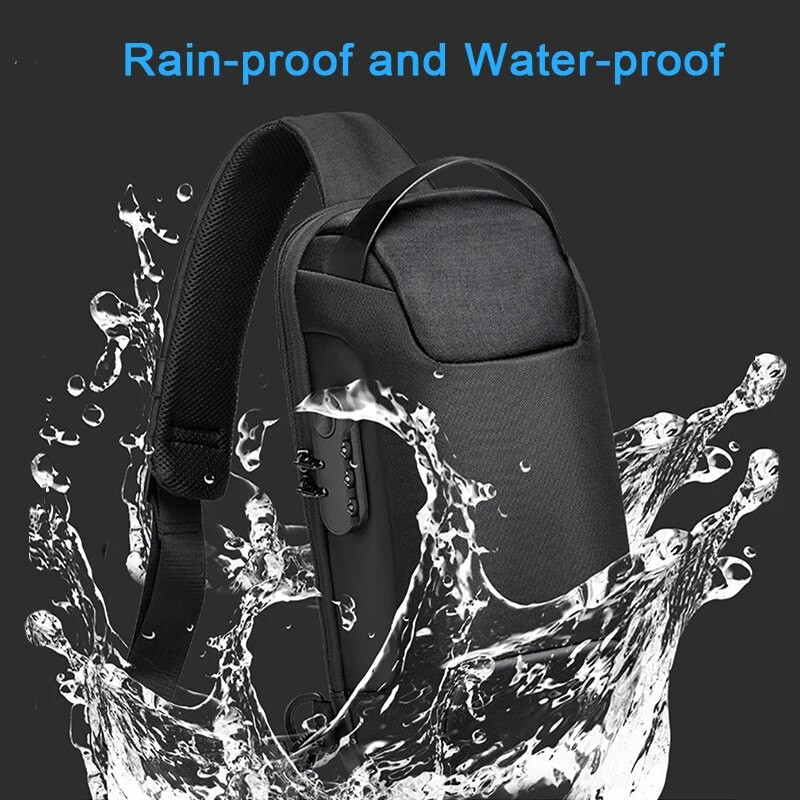 Ανδρικές τσάντες ώμου στήθους Polarshe αντικλεπτικά για αδιάβροχη ανδρική τσάντα χιαστί USB Σύντομο ταξιδιωτικό τσαντάκι σχεδιαστή μόδας
