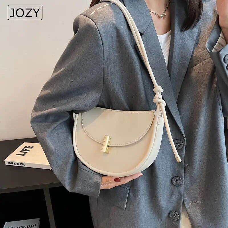 JOZY Sadul Crossbody kotid naistele 2023 Trend Designer Lihtne ühevärviline nahast õlakott Naiste kaenlaalused käekotid 
