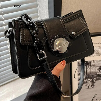 Μόδα μονόχρωμη τσάντα ώμου PU υψηλής ποιότητας Casual πολυτελές σχέδιο Vintage απλό στυλ χιαστί Μοντέρνα νέα τσάντα για αγορές