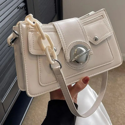 Μόδα μονόχρωμη τσάντα ώμου PU υψηλής ποιότητας Casual πολυτελές σχέδιο Vintage απλό στυλ χιαστί Μοντέρνα νέα τσάντα για αγορές