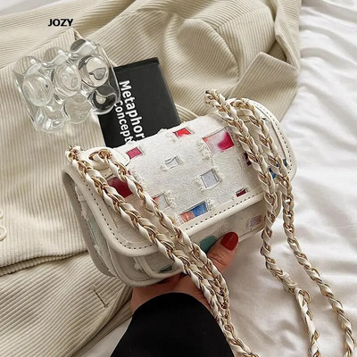 JOZY Ležerne platnene nove torbe na rame s lancem za žene Luksuzne dizajnerske ljetne modne mini ženske ručne torbice preko tijela Y2k torbice