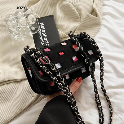 JOZY Ležerne platnene nove torbe na rame s lancem za žene Luksuzne dizajnerske ljetne modne mini ženske ručne torbice preko tijela Y2k torbice