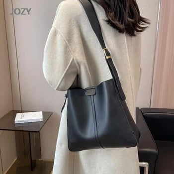 Jozy Bucket Bags For Women Тенденции за пролетта на 2023 г. Кожена чанта през рамо Странична чанта Дамски едноцветни дамски чанти Пътуване Пазаруване Tote Casual