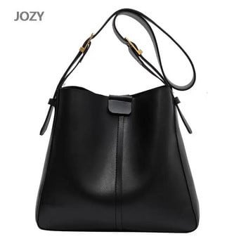 Jozy Bucket Bags For Women Тенденции за пролетта на 2023 г. Кожена чанта през рамо Странична чанта Дамски едноцветни дамски чанти Пътуване Пазаруване Tote Casual