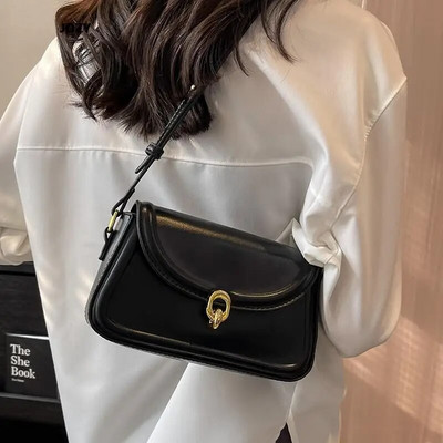 Αριστοκρατική vintage υψηλής ποιότητας επώνυμη τσάντα ώμου καφέ για γυναίκες 2023 Νέες μοντέρνες δερμάτινες τσάντες χιαστί PU Πολυτελής μόδας