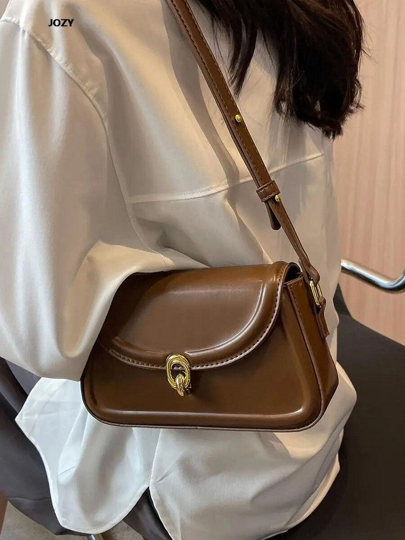 Αριστοκρατική vintage υψηλής ποιότητας επώνυμη τσάντα ώμου καφέ για γυναίκες 2023 Νέες μοντέρνες δερμάτινες τσάντες χιαστί PU Πολυτελής μόδας