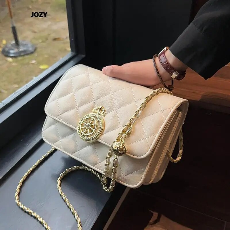 Prabangus dizaineris moterims Madingi klasikiniai kryžminiai krepšiai 2023 m. Nauja grandinėlė su deimantine grotelėmis ant pečių vasaros laisvalaikio universali rankinė