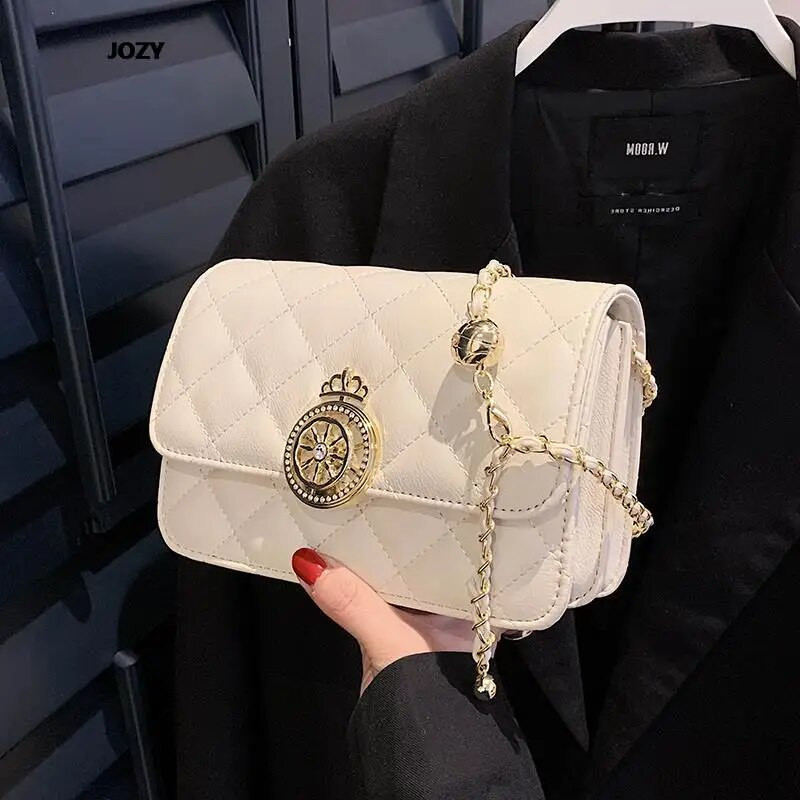 Prabangus dizaineris moterims Madingi klasikiniai kryžminiai krepšiai 2023 m. Nauja grandinėlė su deimantine grotelėmis ant pečių vasaros laisvalaikio universali rankinė