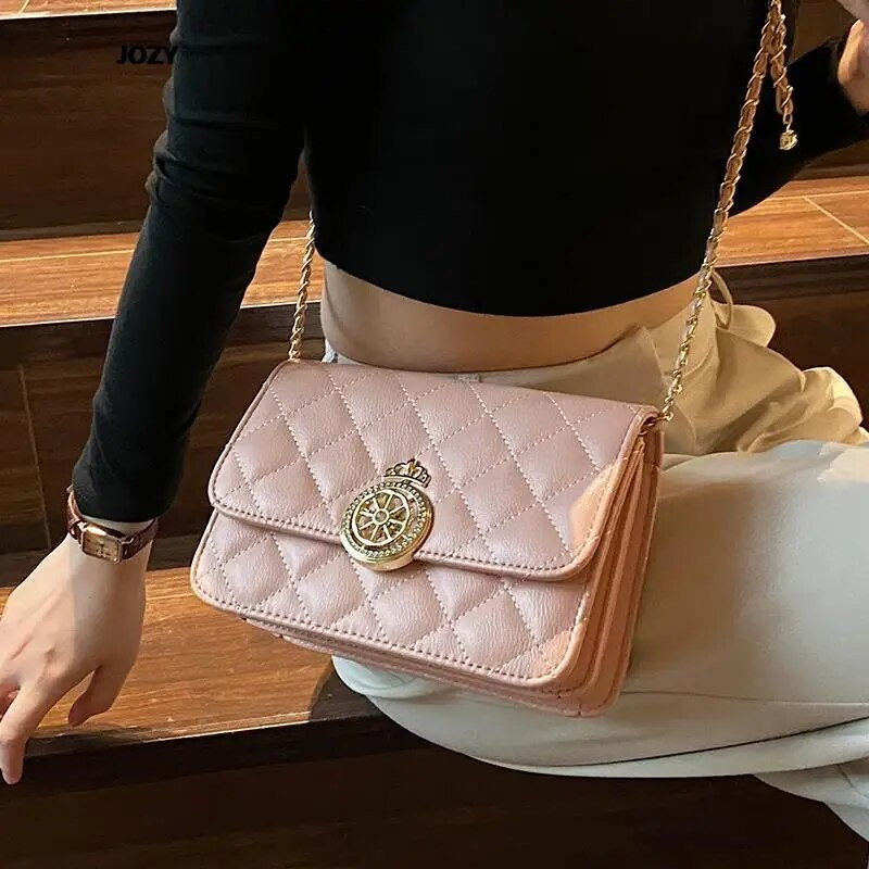 Prabangus dizaineris moterims Madingi klasikiniai kryžminiai krepšiai 2023 m. Nauja grandinėlė su deimantine grotelėmis ant pečių vasaros laisvalaikio universali rankinė