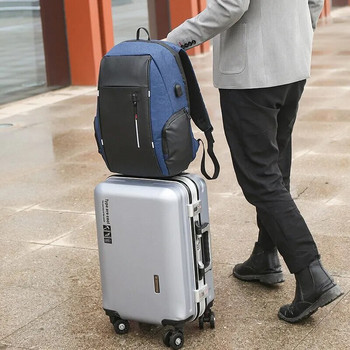 Водоустойчива мъжка бизнес чанта с голям капацитет Раница за лаптоп Чанта за лаптоп Пътна раница с USB порт за зареждане