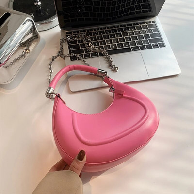 Poolkuu väike PU-nahast kaenlaaukott lühikese käepidemega 2023 naiste disainikäekott Luksuslik kett Lady õlakott Y2K