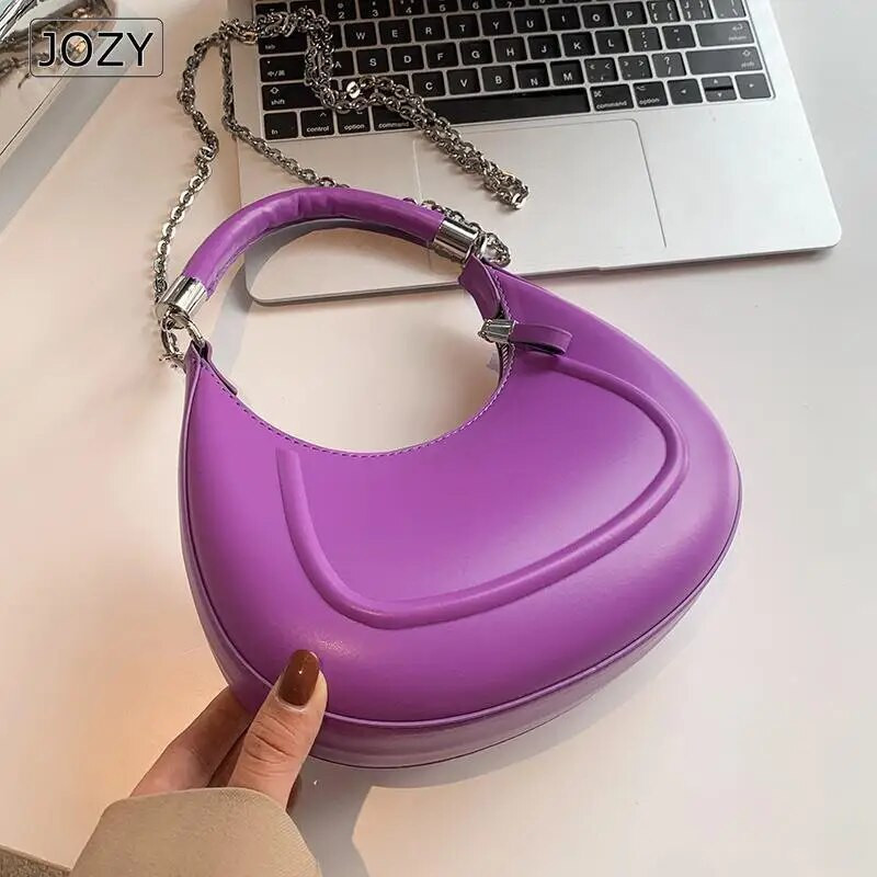 Poolkuu väike PU-nahast kaenlaaukott lühikese käepidemega 2023 naiste disainikäekott Luksuslik kett Lady õlakott Y2K