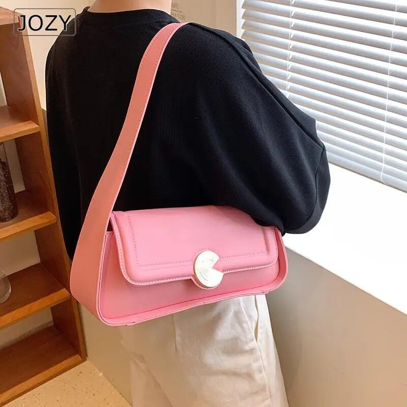 Mieli vientisos spalvos maži PU odiniai pečių pažastų krepšiai moterims 2023 m. „Hit Simple“ rankinės ir piniginės, moteriškos kelionių krepšeliai