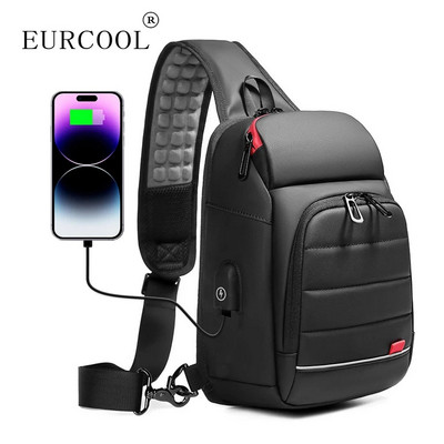 EURCOOL Мултифункционална мъжка чанта за гърди за 9,7" USB раница Зареждане Messenger Дамски чанти Crossbody Sling Мъжки чанти Bolsas