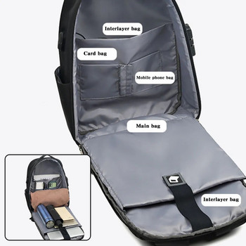 Ανδρικό σακίδιο πλάτης Μεγάλης χωρητικότητας Casual Ελαφρύ Κλειδαριά με κωδικό πρόσβασης Αδιάβροχη τσάντα ταξιδιού 16 ιντσών Αντικλεπτική τσάντα φορητού υπολογιστή