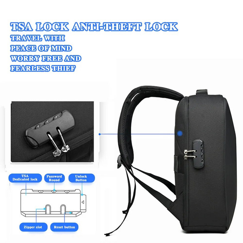 Lielas ietilpības vīriešu mugursoma ikdienas viegla, ar paroli slēdzama ūdensnecaurlaidīga ceļojumu soma 16 collu pretaizdzīšanas klēpjdatora soma