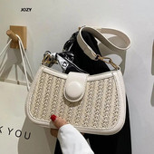 Nauji vasaros laisvalaikio šiaudų pynimo prabangūs dizainerių maži krepšiai ant pečių, 2023 m. madingi, universalūs kelioniniai skersiniai krepšiai moterims, piniginė