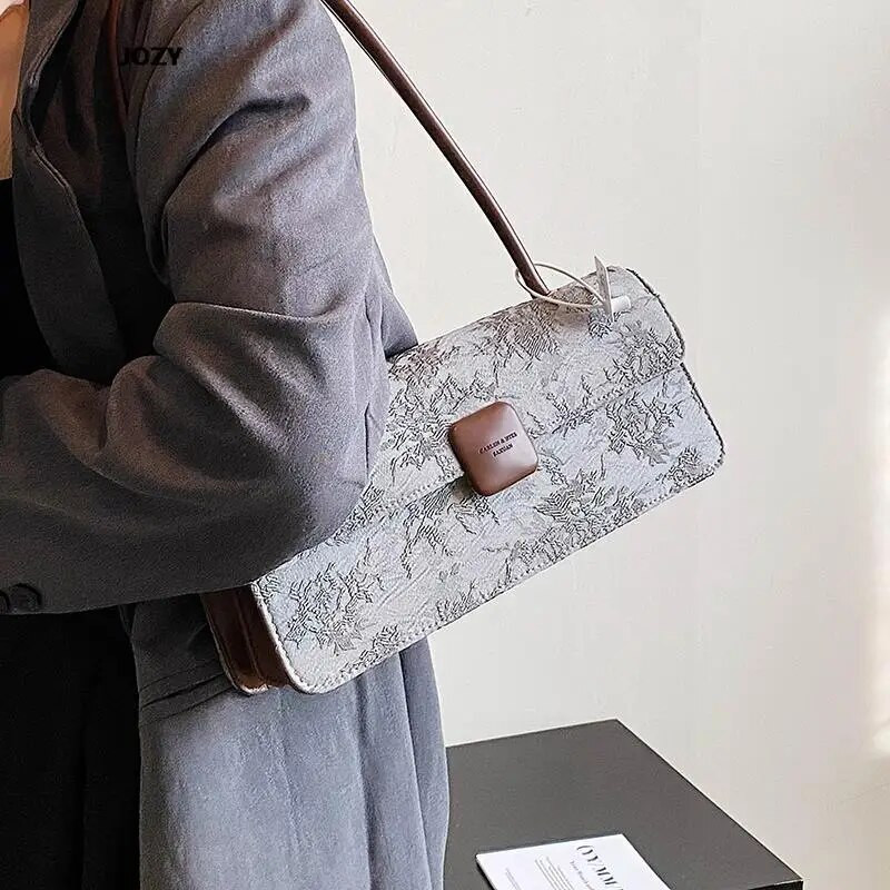 Aukštos kokybės klasikinis senovinis drobinis pečių krepšys moterims, prabangaus dizaino 2023 m. nauja rankinė, vasaros mados moteriškos piniginės