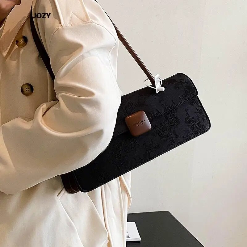 Aukštos kokybės klasikinis senovinis drobinis pečių krepšys moterims, prabangaus dizaino 2023 m. nauja rankinė, vasaros mados moteriškos piniginės