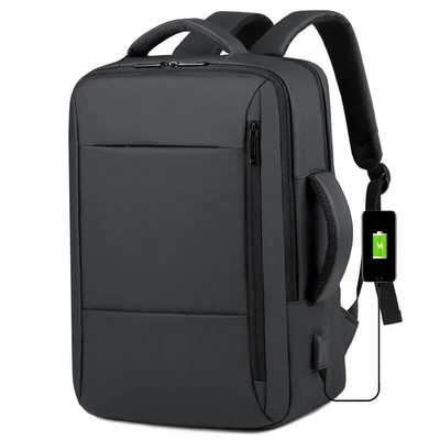 Мъжка раница с голям капацитет USB зареждане Мъжка чанта за лаптоп Водоустойчива раница за бизнес пътуване Багажна чанта Mochila