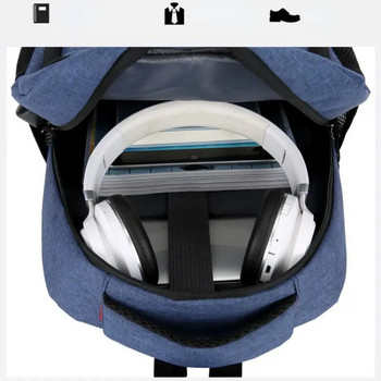 Класическа мъжка водоустойчива раница с USB зареждане Ежедневна раница за пътуване Мъжка раница за лаптоп с голям капацитет Ученическа чанта
