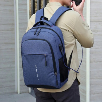 Класическа мъжка водоустойчива раница с USB зареждане Ежедневна раница за пътуване Мъжка раница за лаптоп с голям капацитет Ученическа чанта