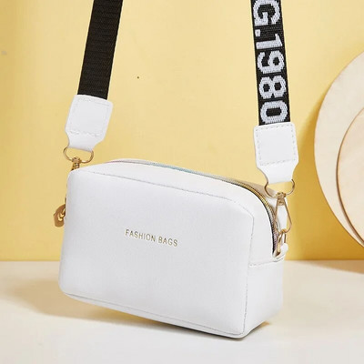 Male ženske torbe na rame jednostavnog stila Jednobojna PU kožna torba sa širokim remenom preko ramena Ženska telefonska torbica Messenger ručna torbica