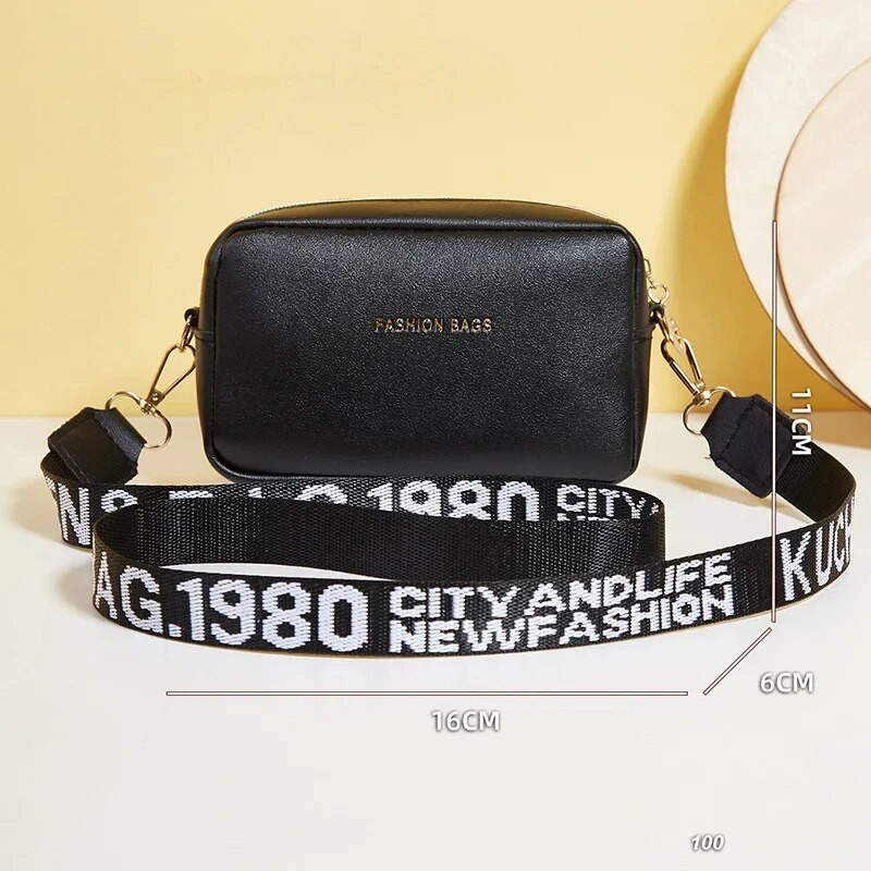 Lihtsa stiiliga väikesed õlakotid naistele Ühevärvilised PU-nahast laia rihmaga kott Naiste telefonikott Messengeri käekott