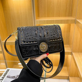 Moteriškas, kvadratinis aligatoriaus odinis pečių krepšys, prabangus dizainerio prekės ženklo Crossbody krepšys moteriškas, dygliuotas dekoratyvinis pečių dirželis