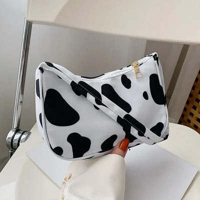 Moteriškas pečių krepšys Madingas gyvūnų raštų spausdinimo krepšys Kasdienis nailono drugelio leopardo zebra karvės raštas moterų rankinės pažastų krepšiai