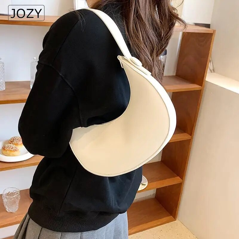 Luksuzna ženska torba Moon Shape Design Hobo Bag Jednobojna Jednostavna vintage torba na rame Modna ženska torba i torbica