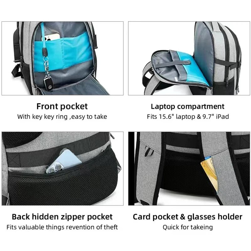 Karštas pardavimas! Verslo kuprinė vyrams 15,6 colio USB Charge Kelioninis nešiojamasis kompiuteris Kuprinės Fashion School Kuprinė vyrams