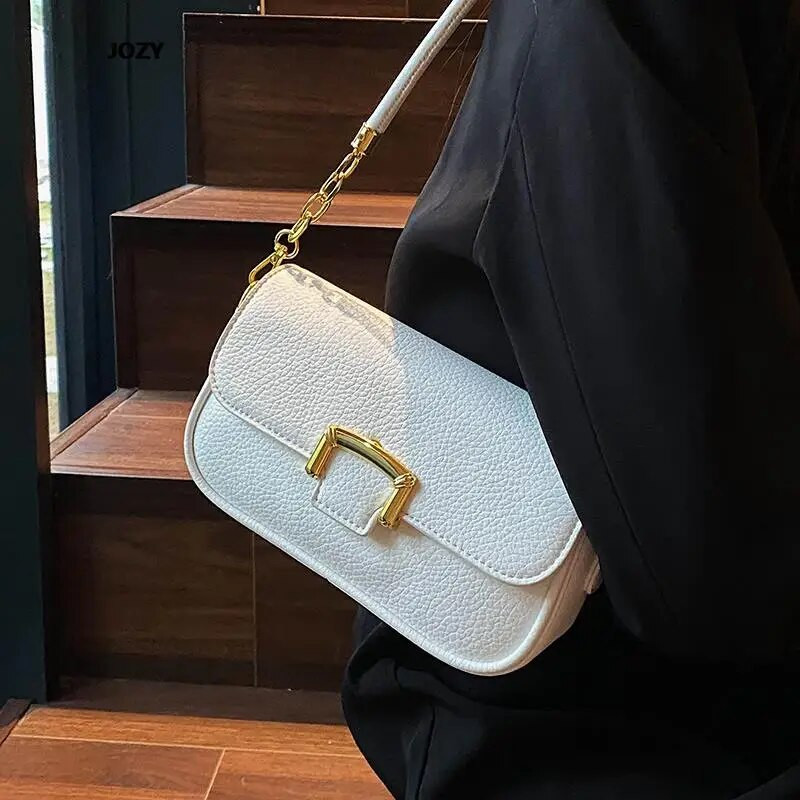 Klasikinis paprasto stiliaus PU odinis pečių krepšys moterims Prabangaus dizaino madingos universalios rankinės Naujos 2023 m. vasaros laisvalaikio skersinis