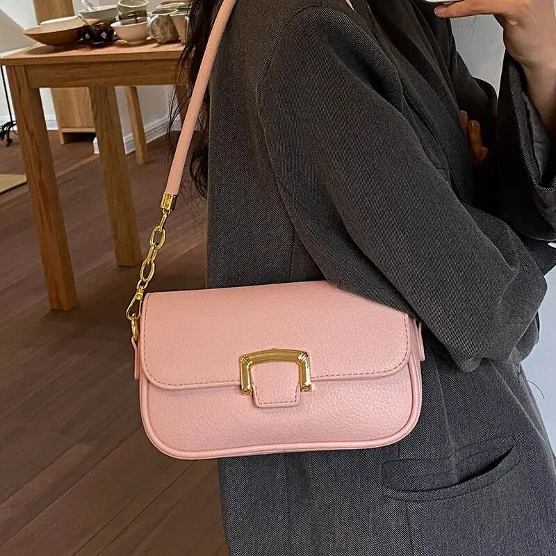 Klasikinis paprasto stiliaus PU odinis pečių krepšys moterims Prabangaus dizaino madingos universalios rankinės Naujos 2023 m. vasaros laisvalaikio skersinis