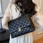 Burminsos dygsniuotos didelės grandinėlės pečių krepšiai moterims 2023 m. Prabangūs dizainerių kryžminiai krepšiai iš PU odos moteriškos rankinės Juoda balta