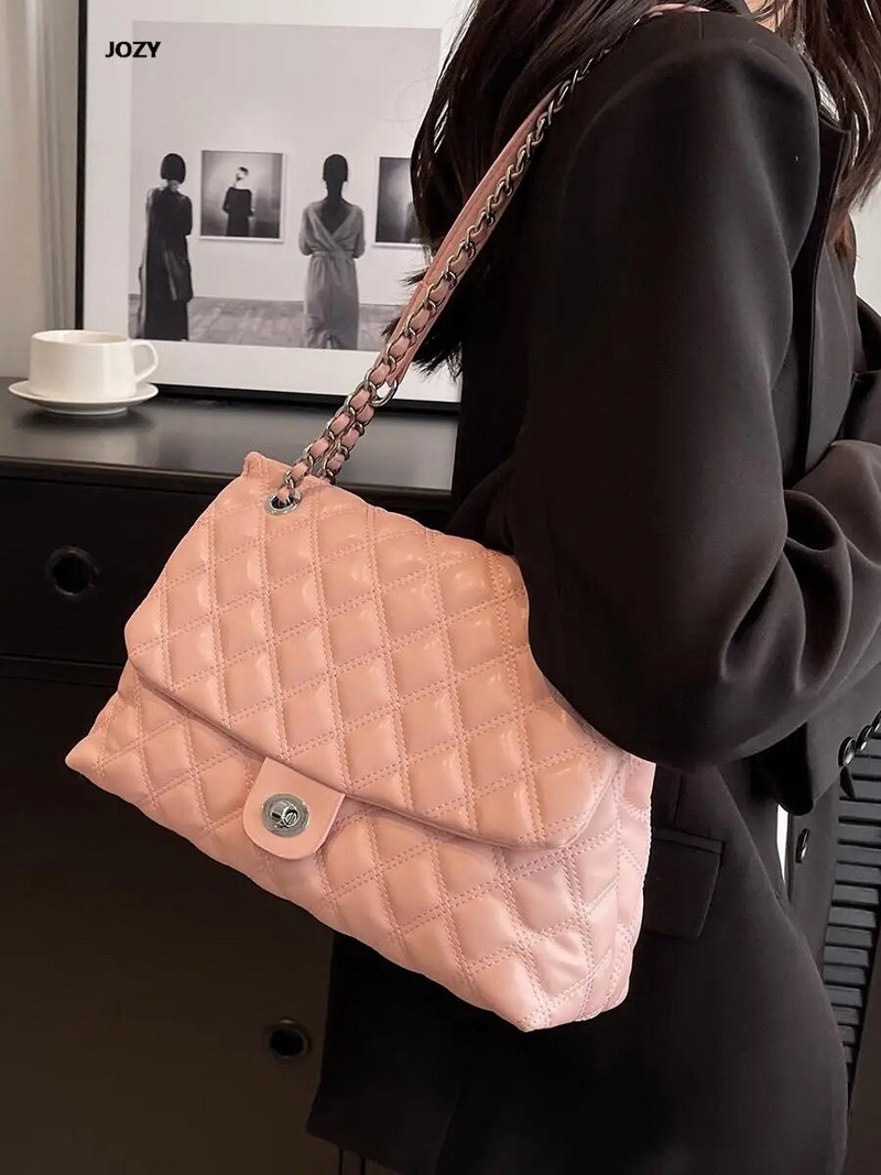 Ženske torbe na rame s dijamantnim rešetkastim lancem velikog kapaciteta, novi luksuzni dizajn, klasična ljetna, vintage torbica jednostavnog stila preko ramena