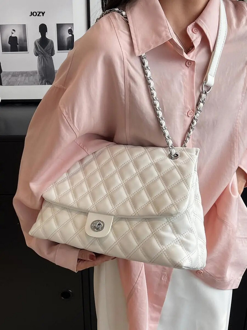 Ženske torbe na rame s dijamantnim rešetkastim lancem velikog kapaciteta, novi luksuzni dizajn, klasična ljetna, vintage torbica jednostavnog stila preko ramena