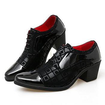 Мъжки официални обувки Високи токчета Бизнес обувки Мъжки оксфордски обувки с остър връх Официални обувки за мъже Луксозни кожени обувки за сватбено тържество