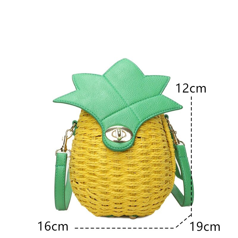 Dizainerio ananasų šiaudų austinis krepšys Mažas kryžminis pečių krepšys moterims paplūdimio prabangi moteriška rotango rankų darbo megzta rankinė