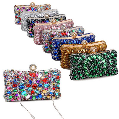 Βραδινό πορτοφόλι Bling Rhinestone Crystal Diamond Γυναικεία τσάντα Clutch Fashion Δείπνο Γαμήλιο πάρτι Τσάντα ώμου Τσάντα χρημάτων